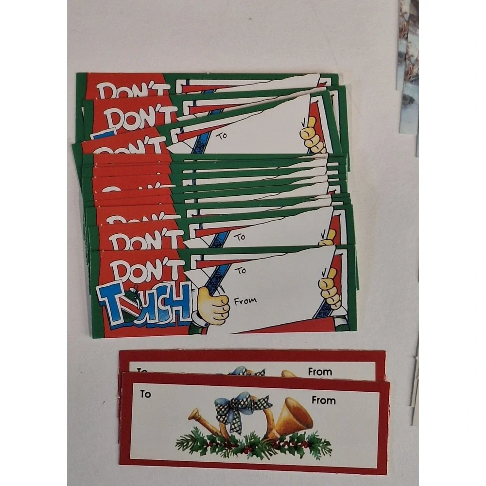 Lot Of 105 Vtg Christmas Gift Tags Santa Holly Don't Touch